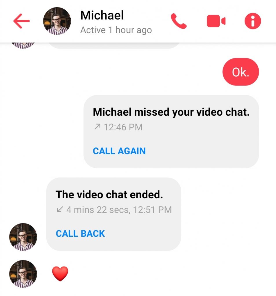 Exempel på Facebook Messenger-konversation