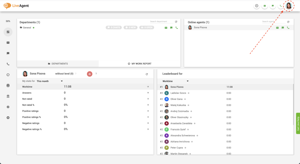 LiveAgent - hitta pausknapp
