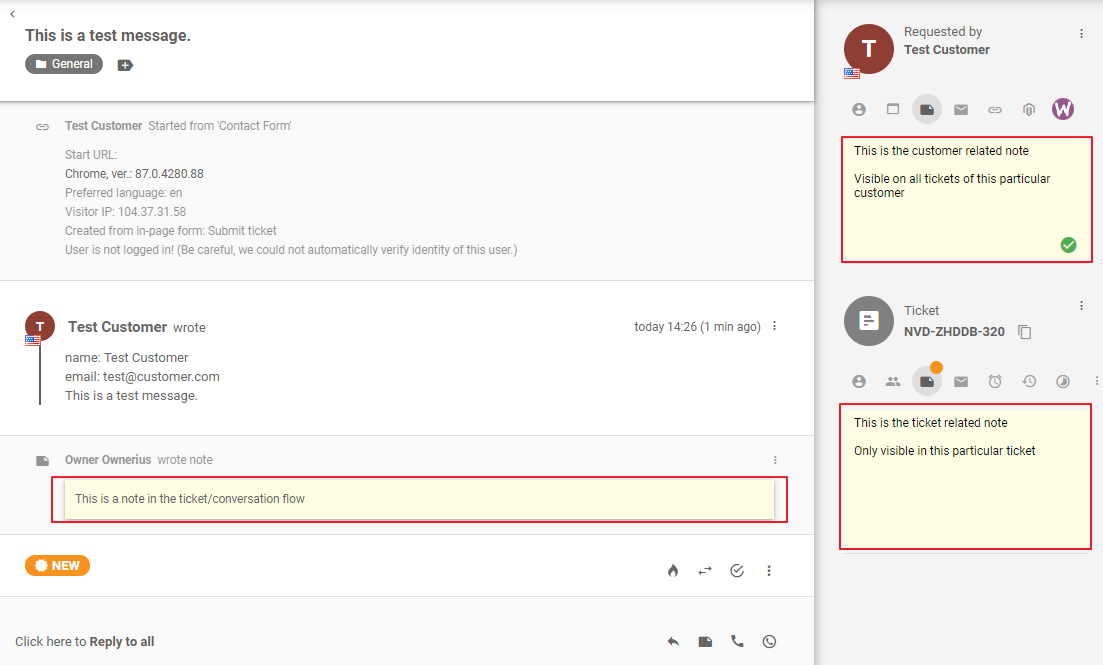 LiveAgent olika typer av interna anteckningar