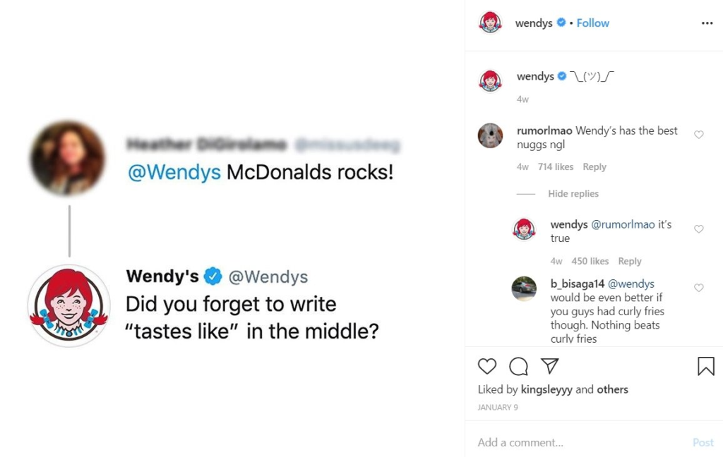 Wendys starka Instagram-närvaro