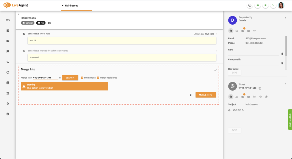 Slå samman två ärenden