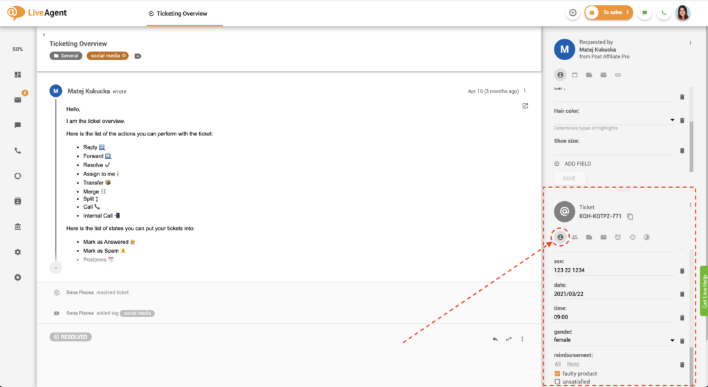 Ärendefält i ärendevyn