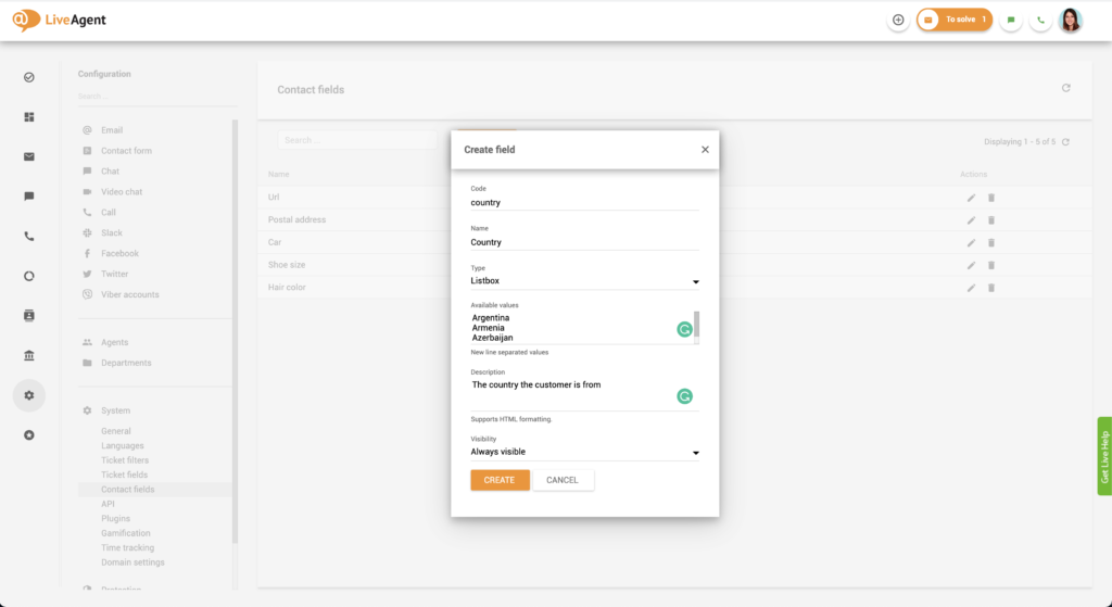 Ange kodnamn för kontaktfält