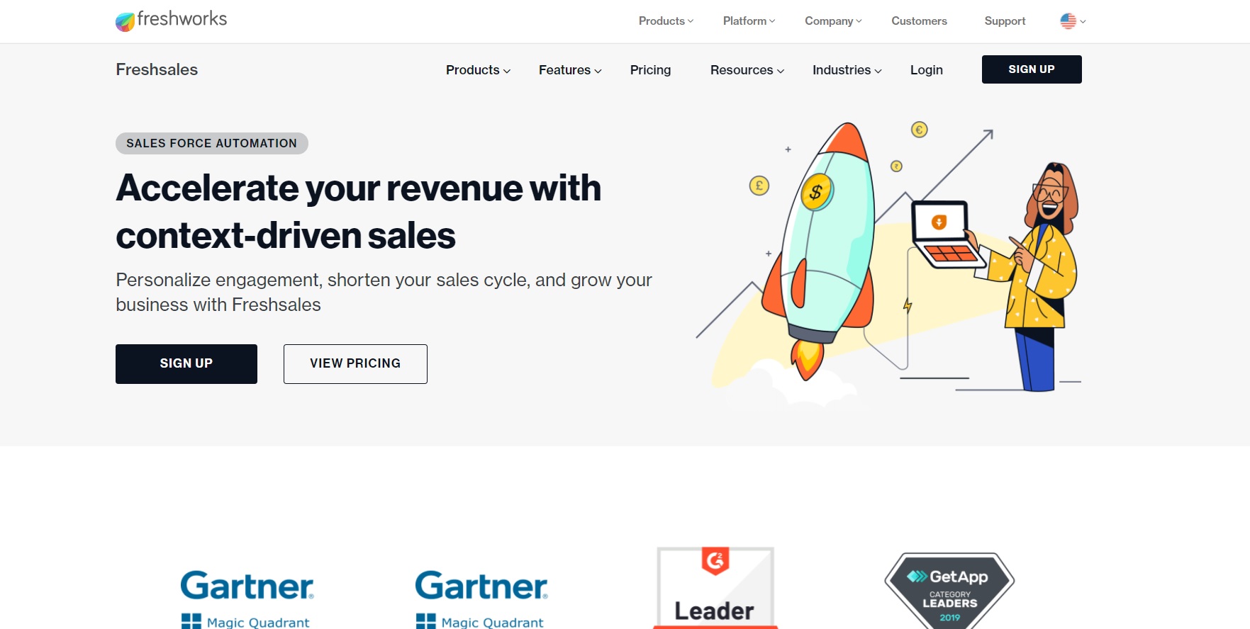 Freshworks Freshsales homepage