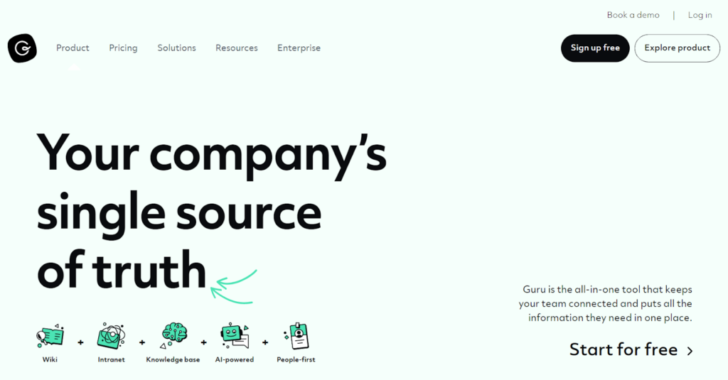 Iögonfallande kunskapsbasvy av Guru