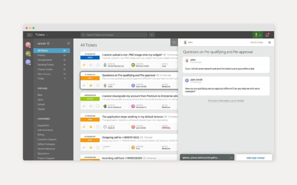 Ögonblicksbild av HappyFox kunskapsbasverktyg i användning