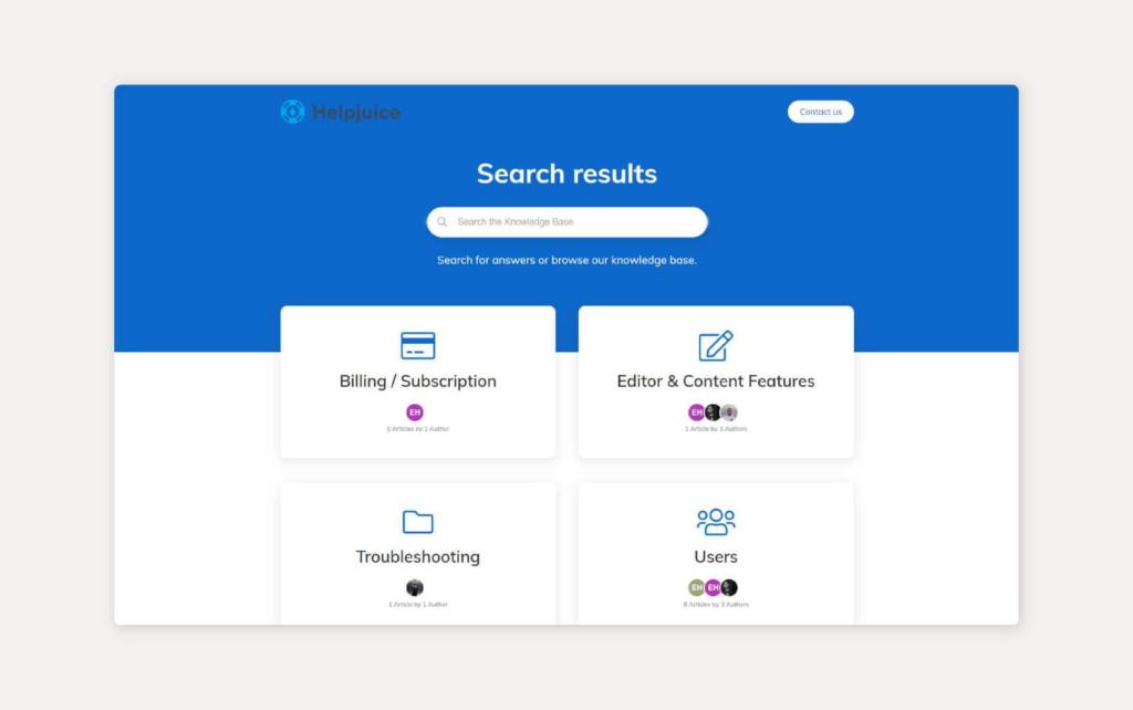 HelpJuice kunskapsbasystem i användning