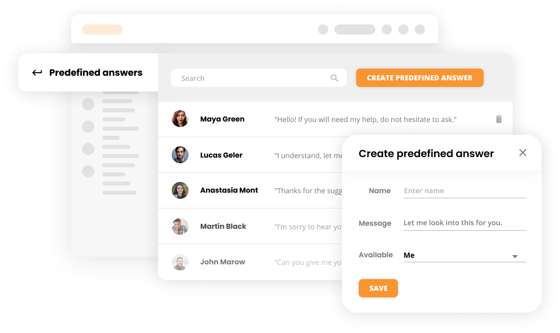 Example of predefined answers