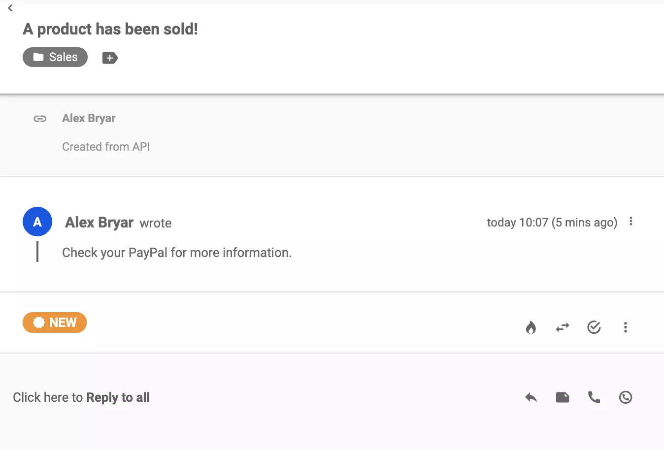 En ärendevy i LiveAgent efter en lyckad integration via Zapier