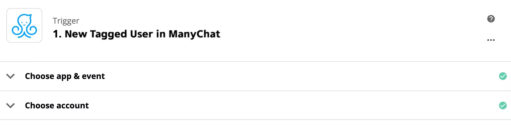 ManyChat-utlösarkonfiguration på Zapier