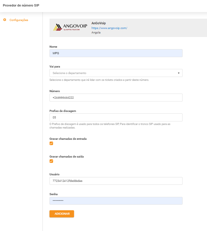 AnGoVoIP-inloggningsuppgifter