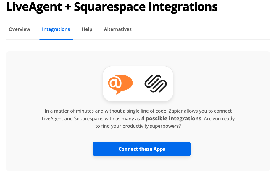 Anslut LiveAgent med Squarespace via Zapier