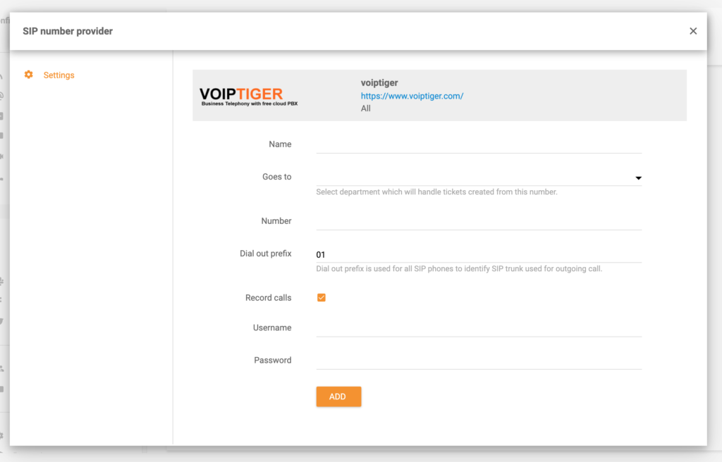 VoipTiger i LiveAgent