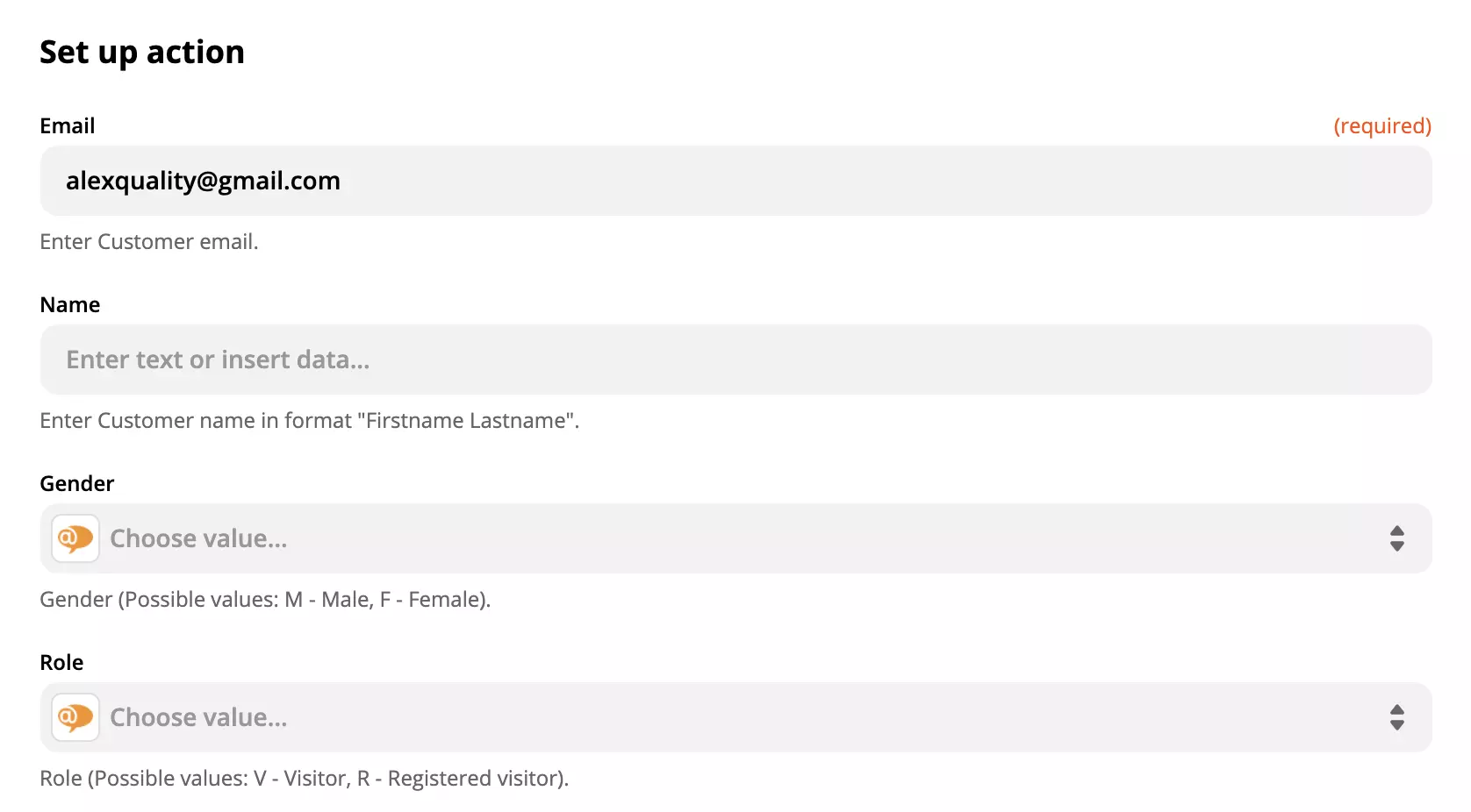 LiveAgent-åtgärdsinställning på Zapier