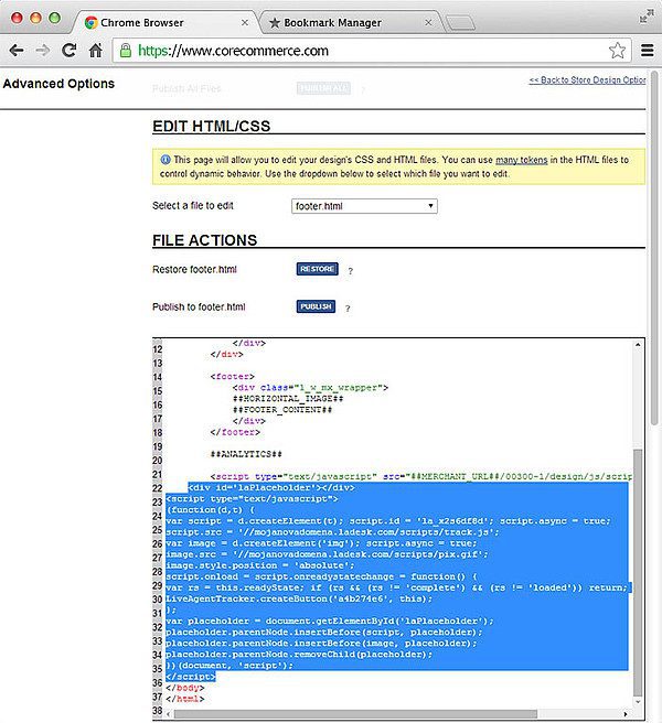 CoreCommerce LiveAgent-integration