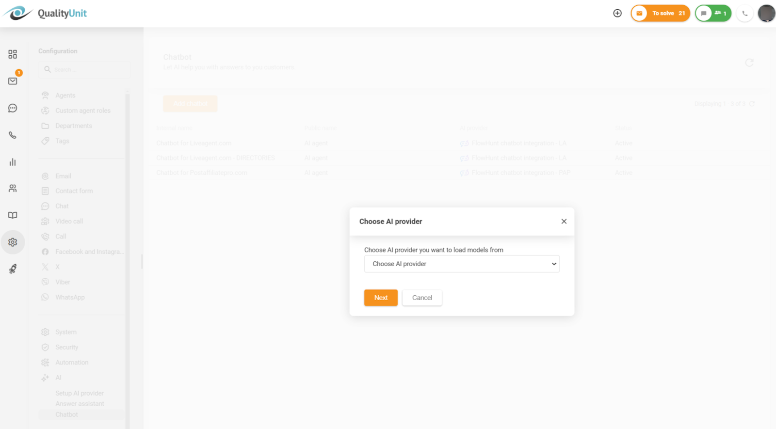 Välja AI-chatbot-leverantör