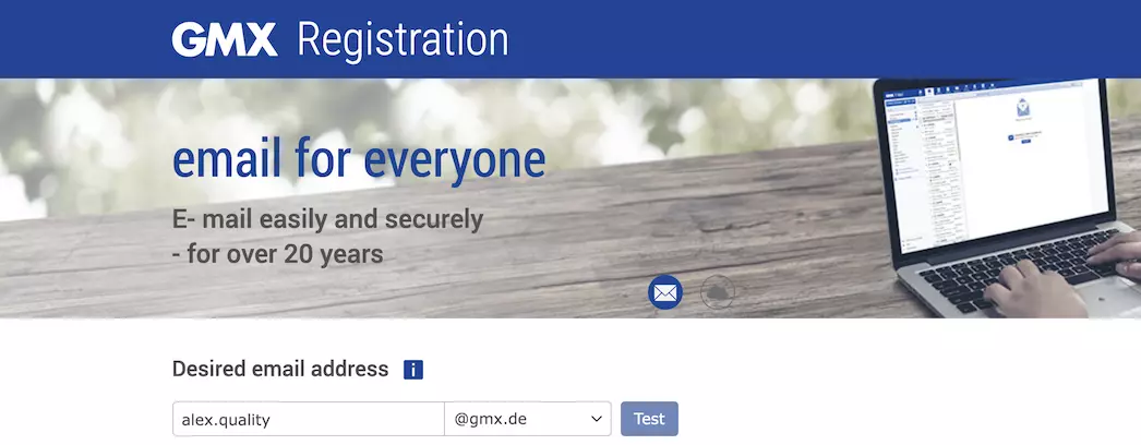 GMX-registreringssida med informationsfält