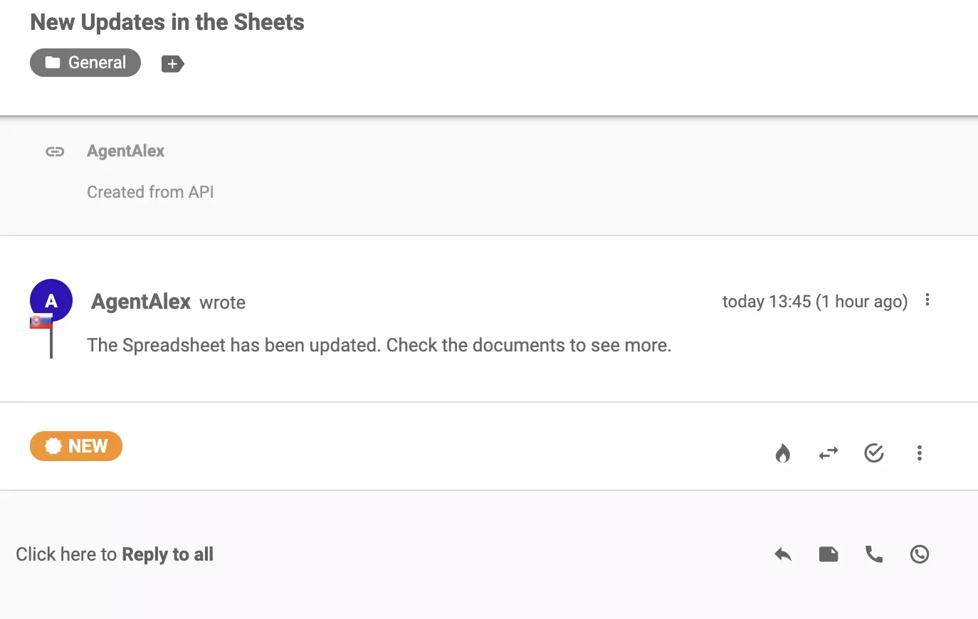 Ett nytt ärende som kom in i ärendesystemet efter lyckad integration med Google Forms