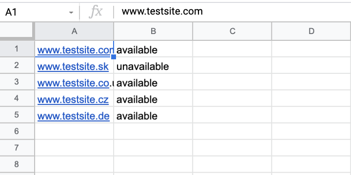 Google Sheets exempel