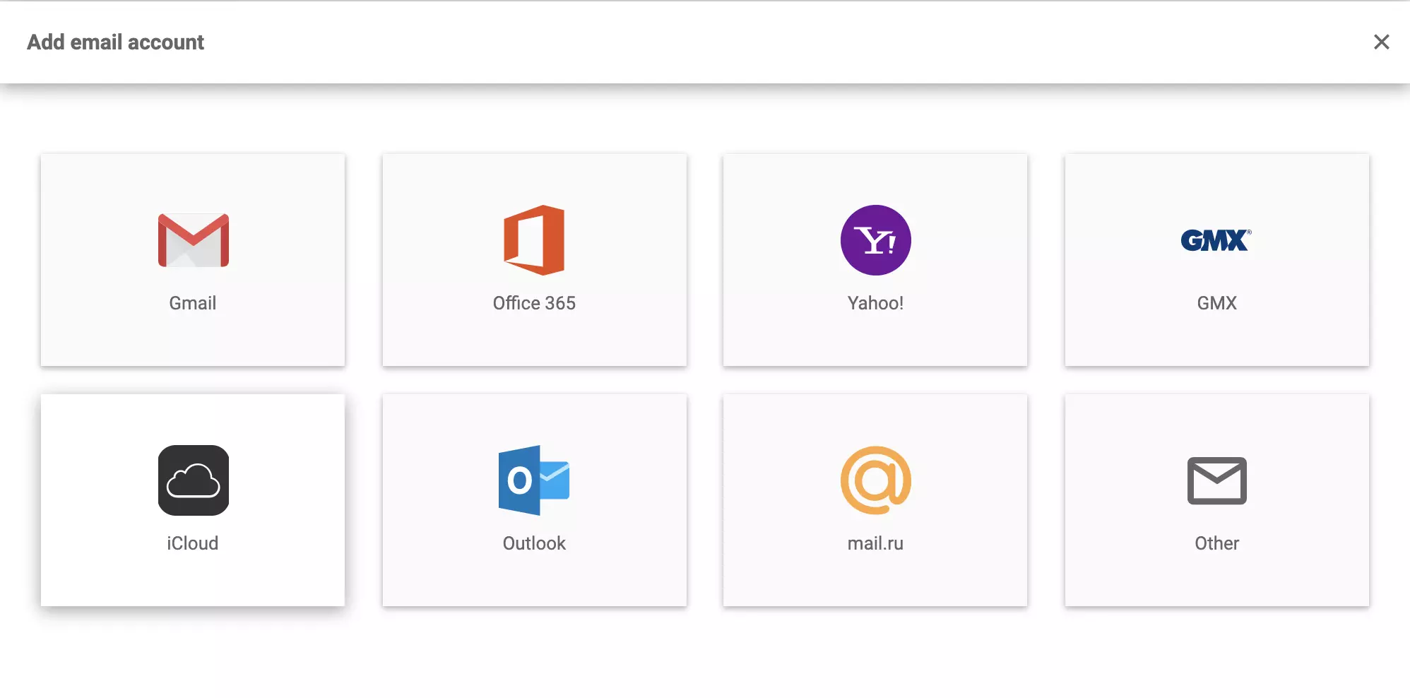iCloud i LiveAgent e-postinställningar