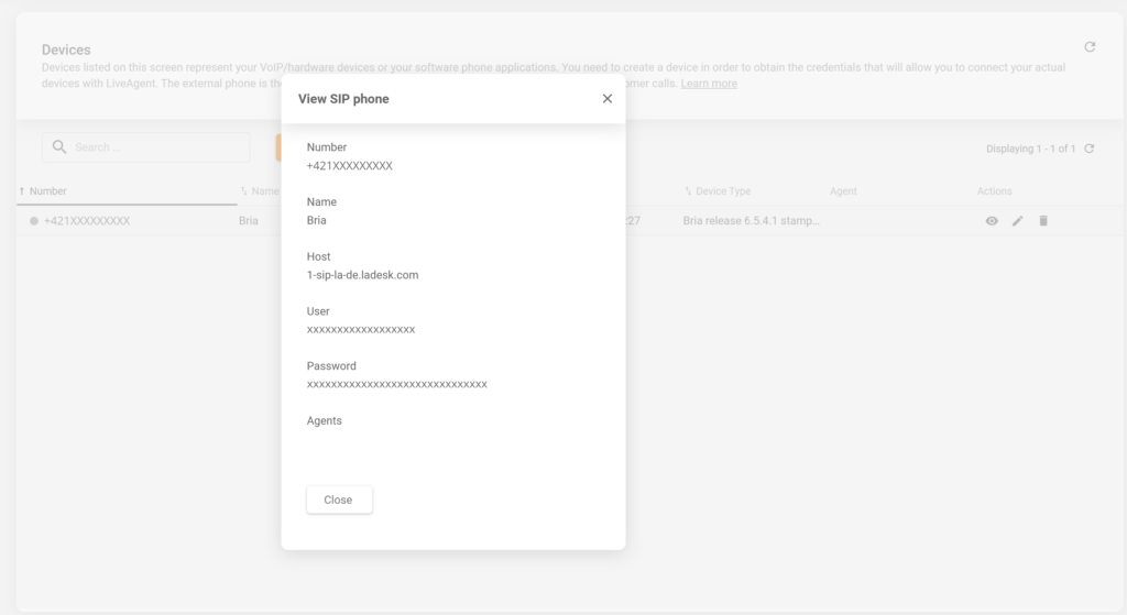 LiveAgent SIP-inställningar