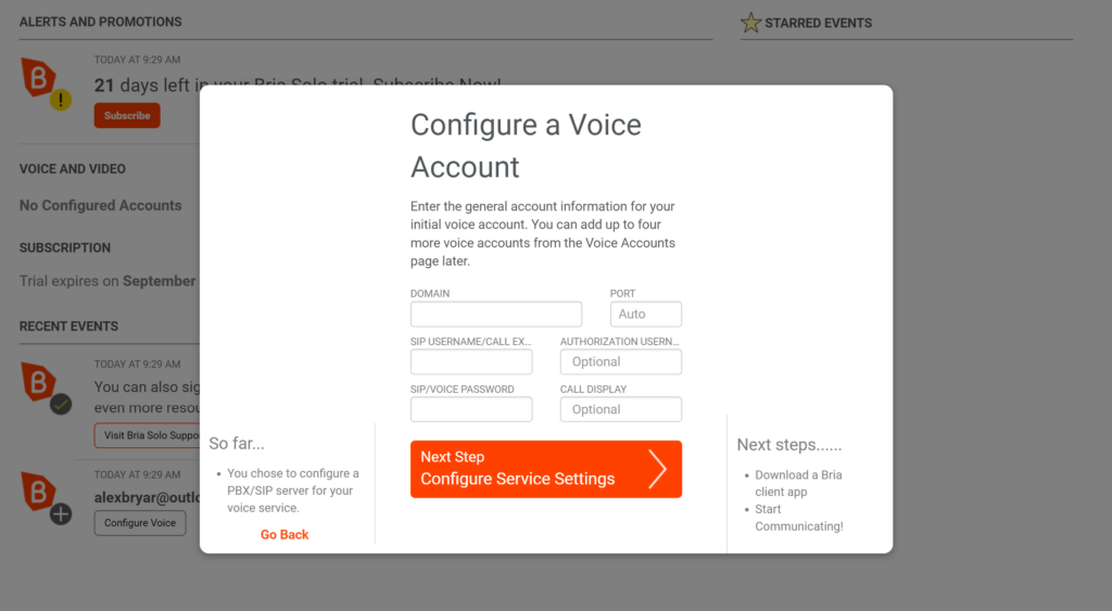 Bria röstinställningar