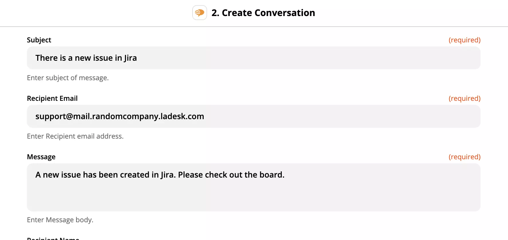 LiveAgent-åtgärdskonfiguration på Zapier