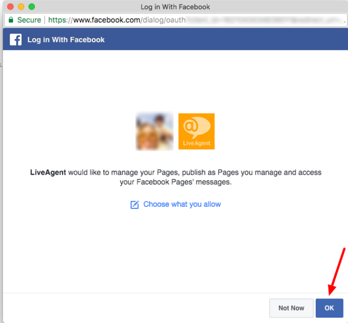 Giving LiveAgent permission to manage your Facebook page