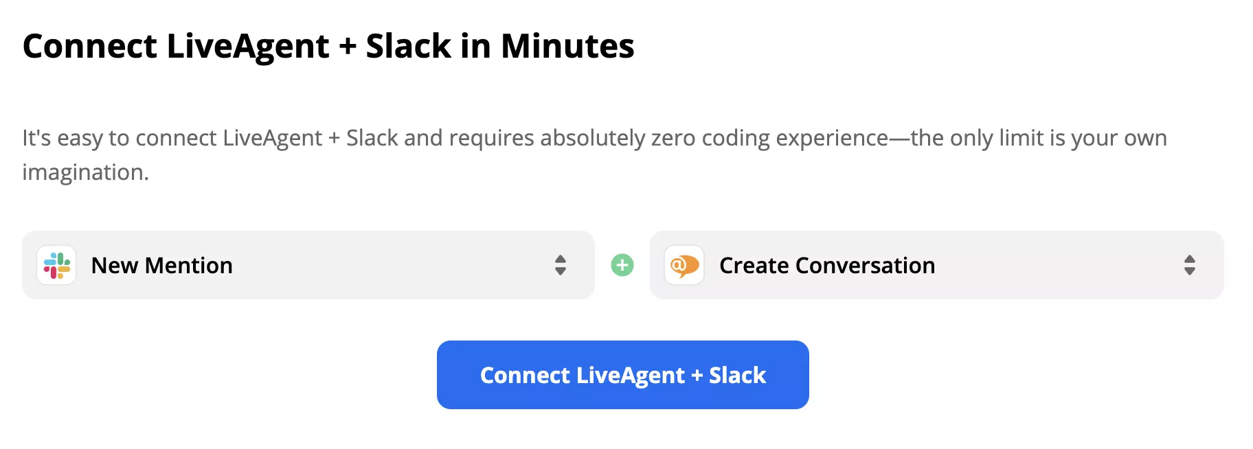 Slack-utlösare New Mention och LiveAgent-åtgärd Create Conversation på Zapier