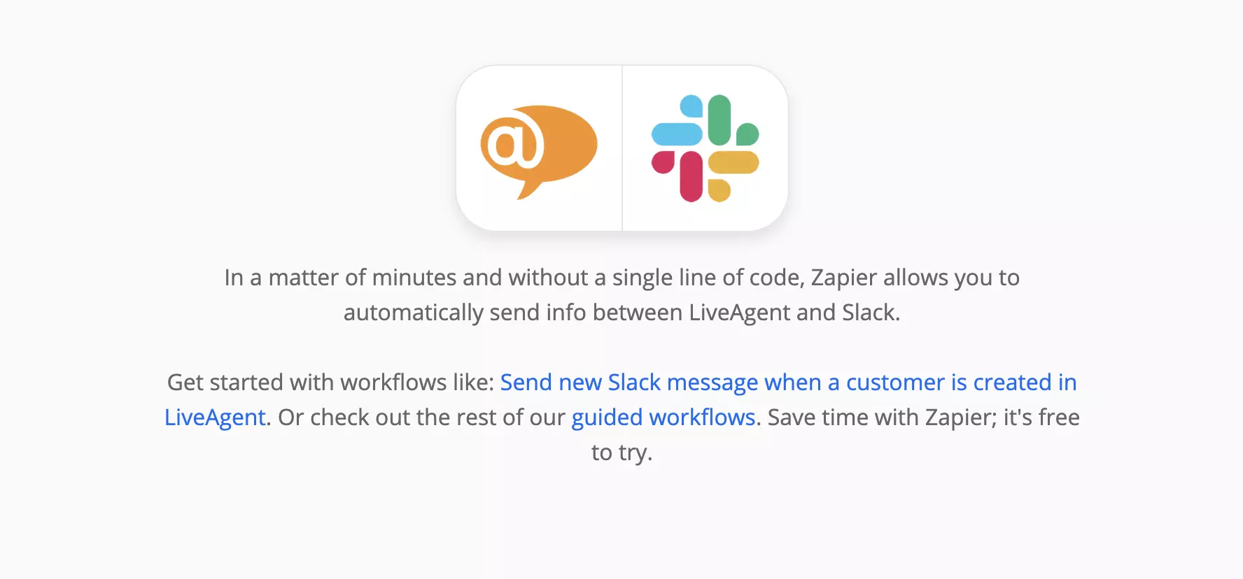LiveAgent och Slack-sida på Zapier