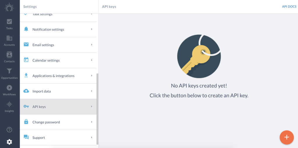 API-nycklar i Salesflare-konfiguration