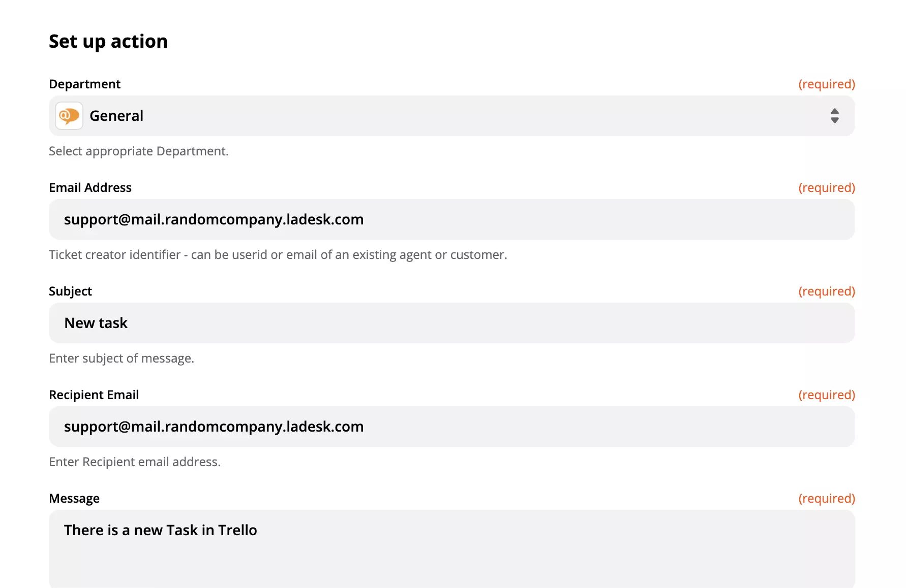 Anpassningsalternativ för LiveAgents Create Conversation-åtgärd