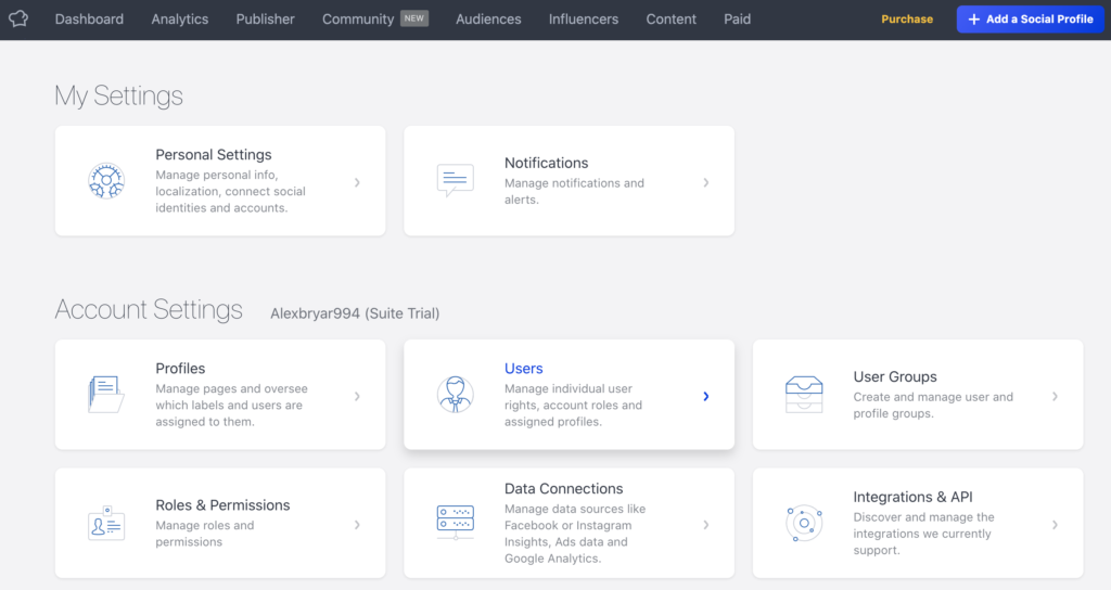 Socialbakers inställningar