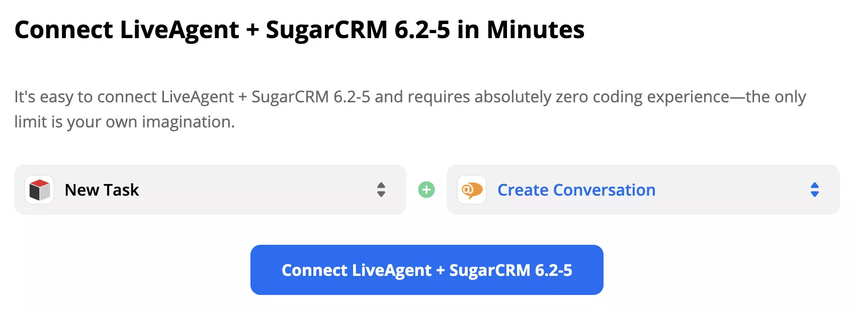 SugarCRM trigger New Task och LiveAgent åtgärd New Conversation