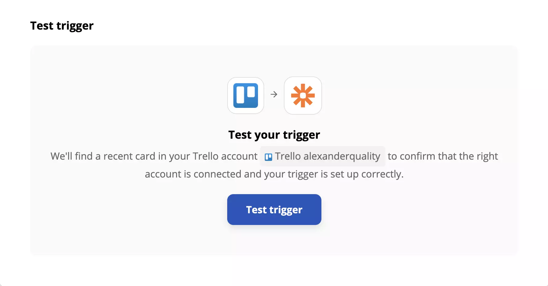 Test av en Trello-trigger i Zapier