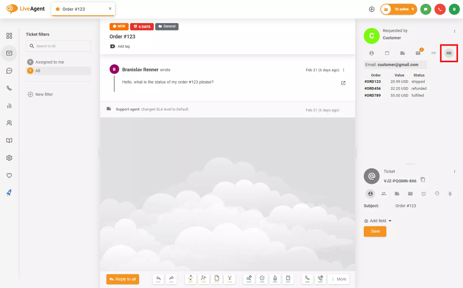 Var man hittar WooCommerce-integration i LiveAgent-ärende