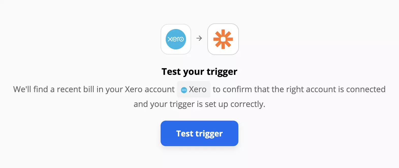 Xero-utlösare test på Zapier-integrationer