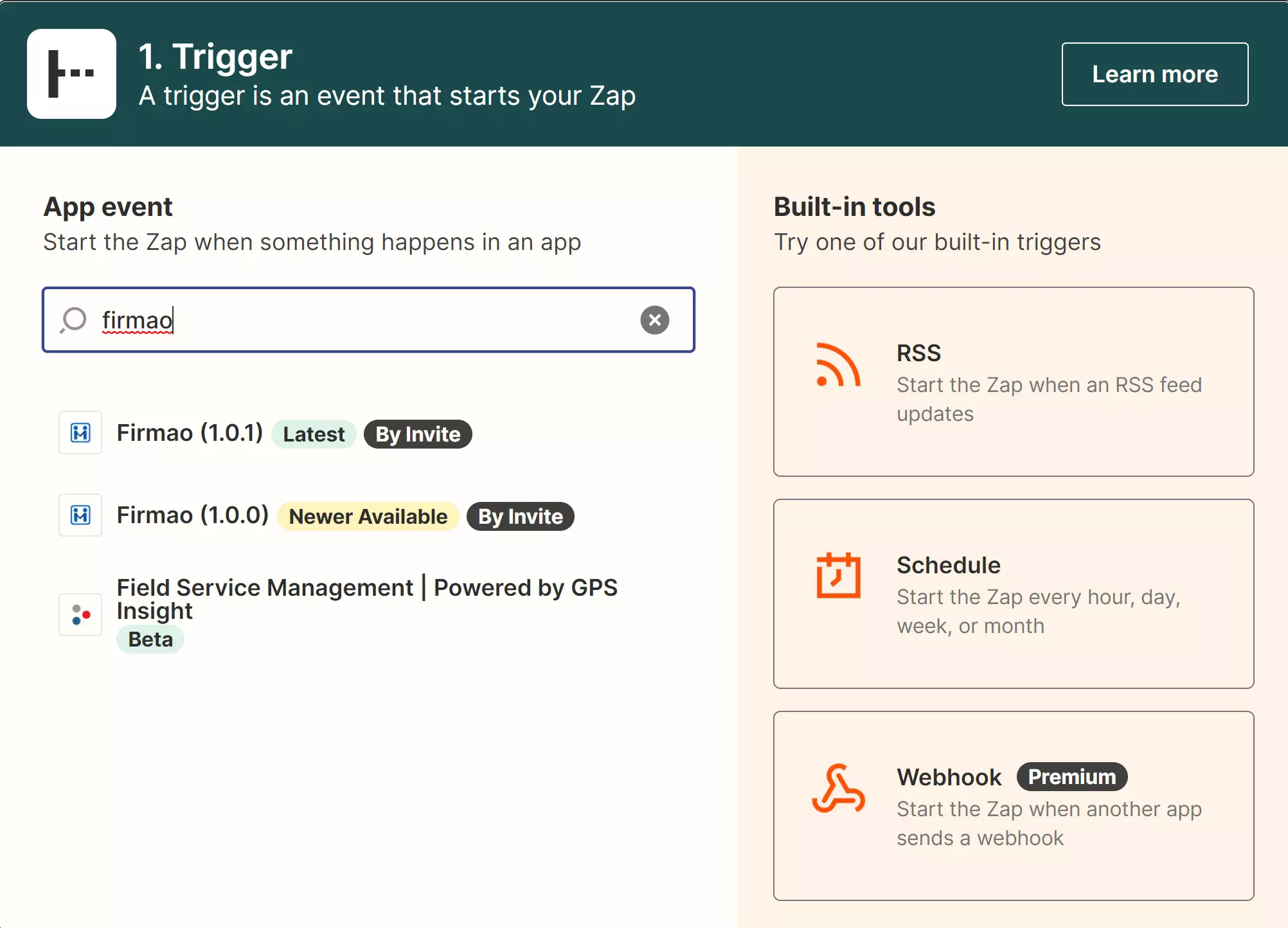 Hitta Firmao på Zapier