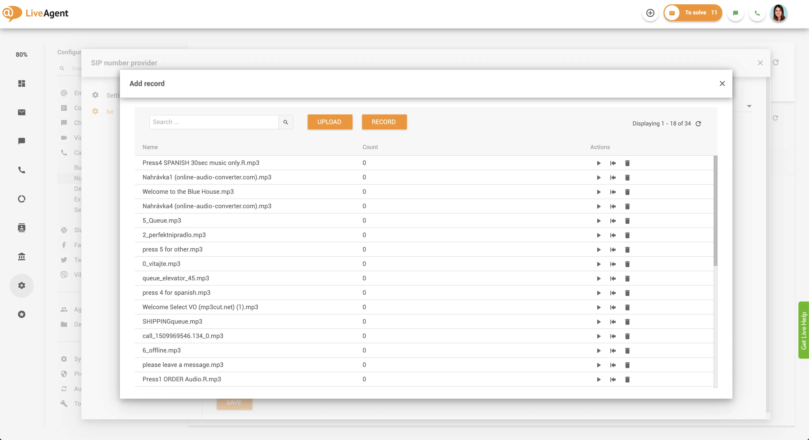 Gränssnitt för uppladdning av IVR-meddelanden