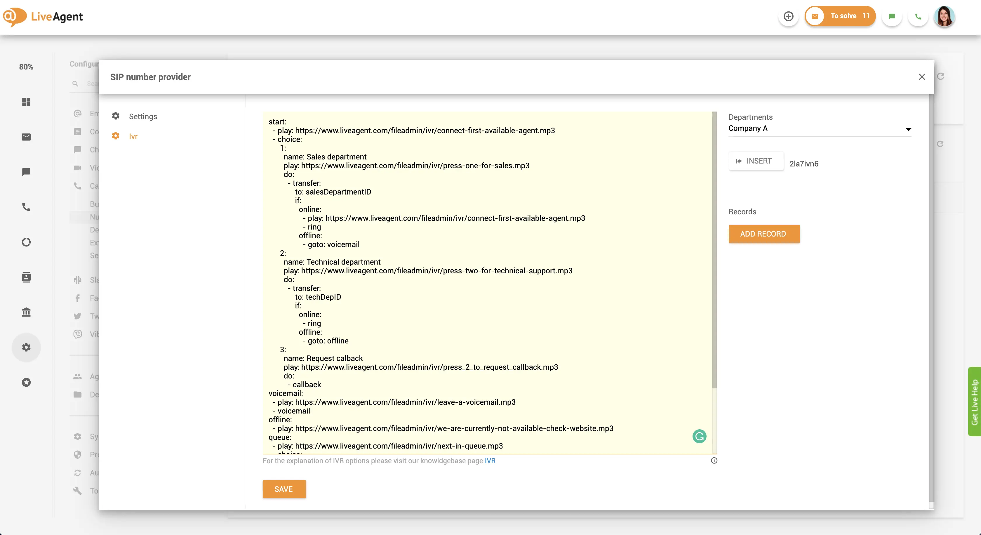 Gränssnitt för att skapa IVR-skript