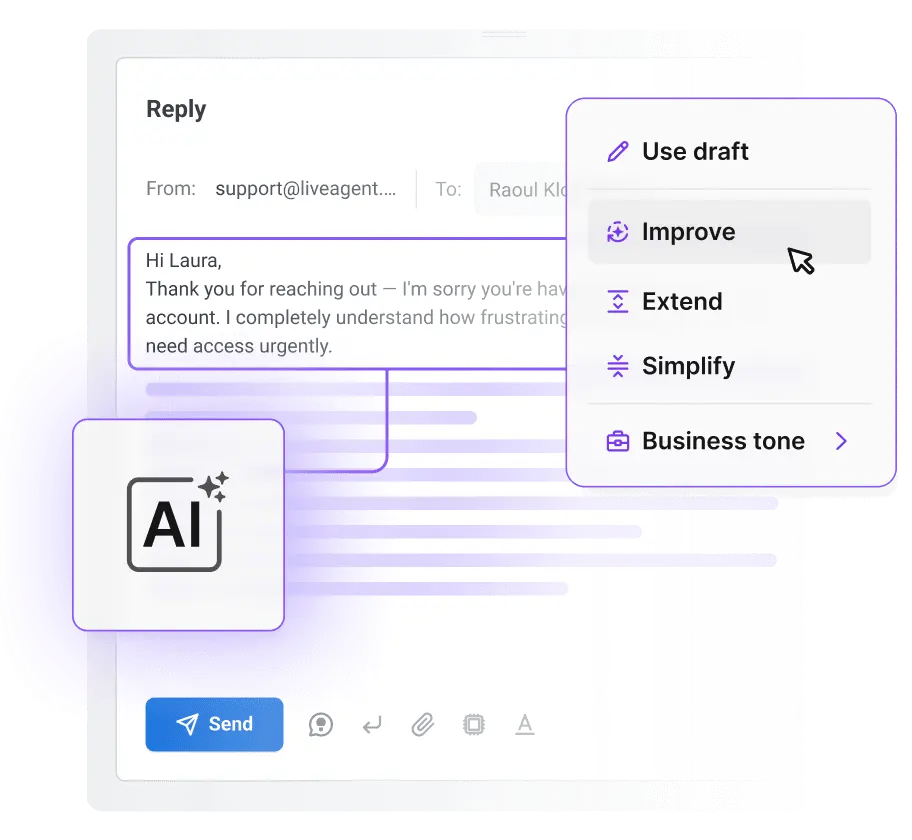 AI Answer Composer som skapar ett helpdesk-svar
