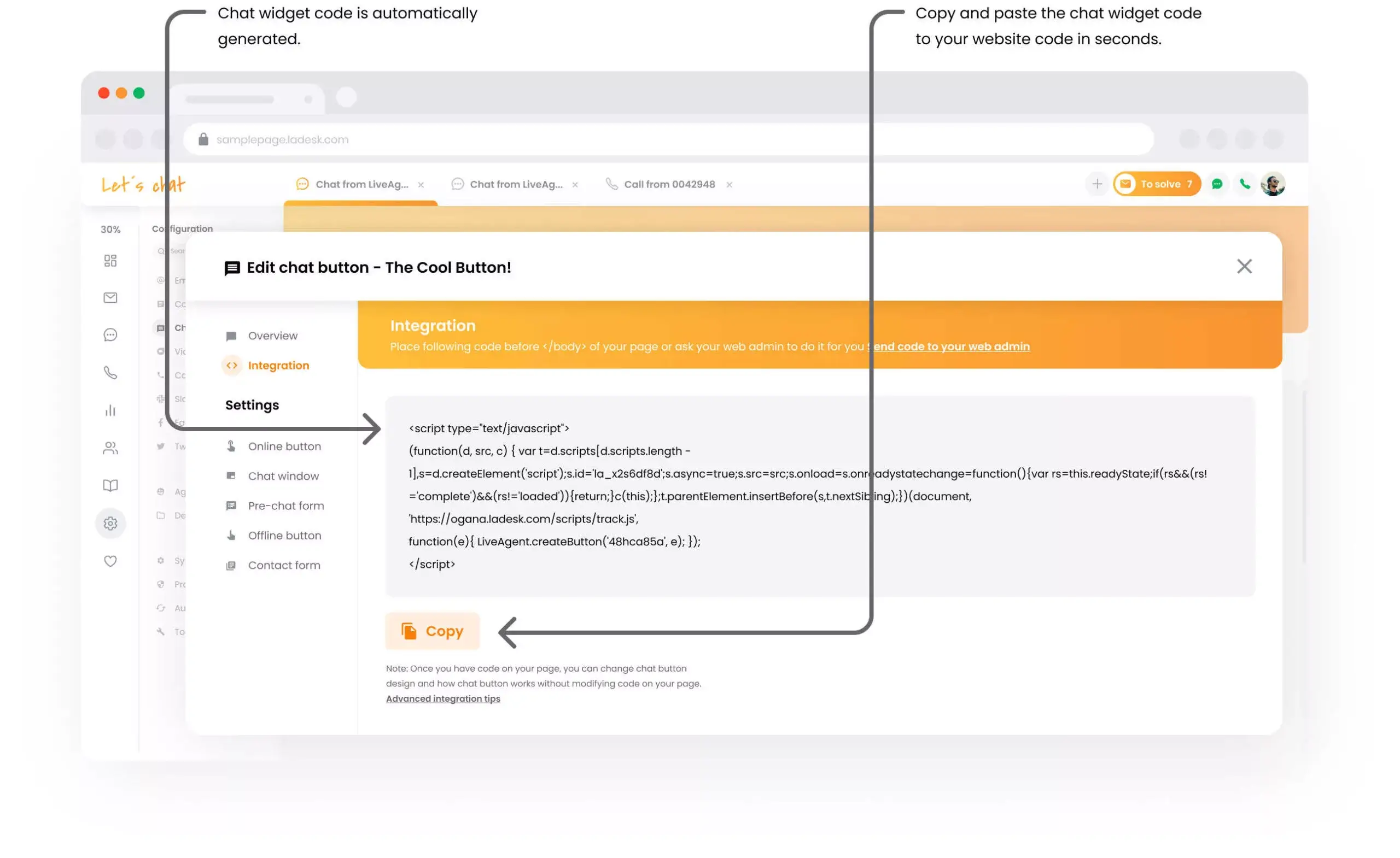 Integrera på webbplats