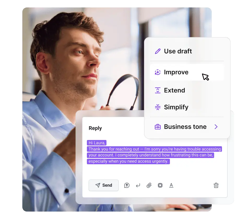 AI svar-förbättrare för livechatt-agenter