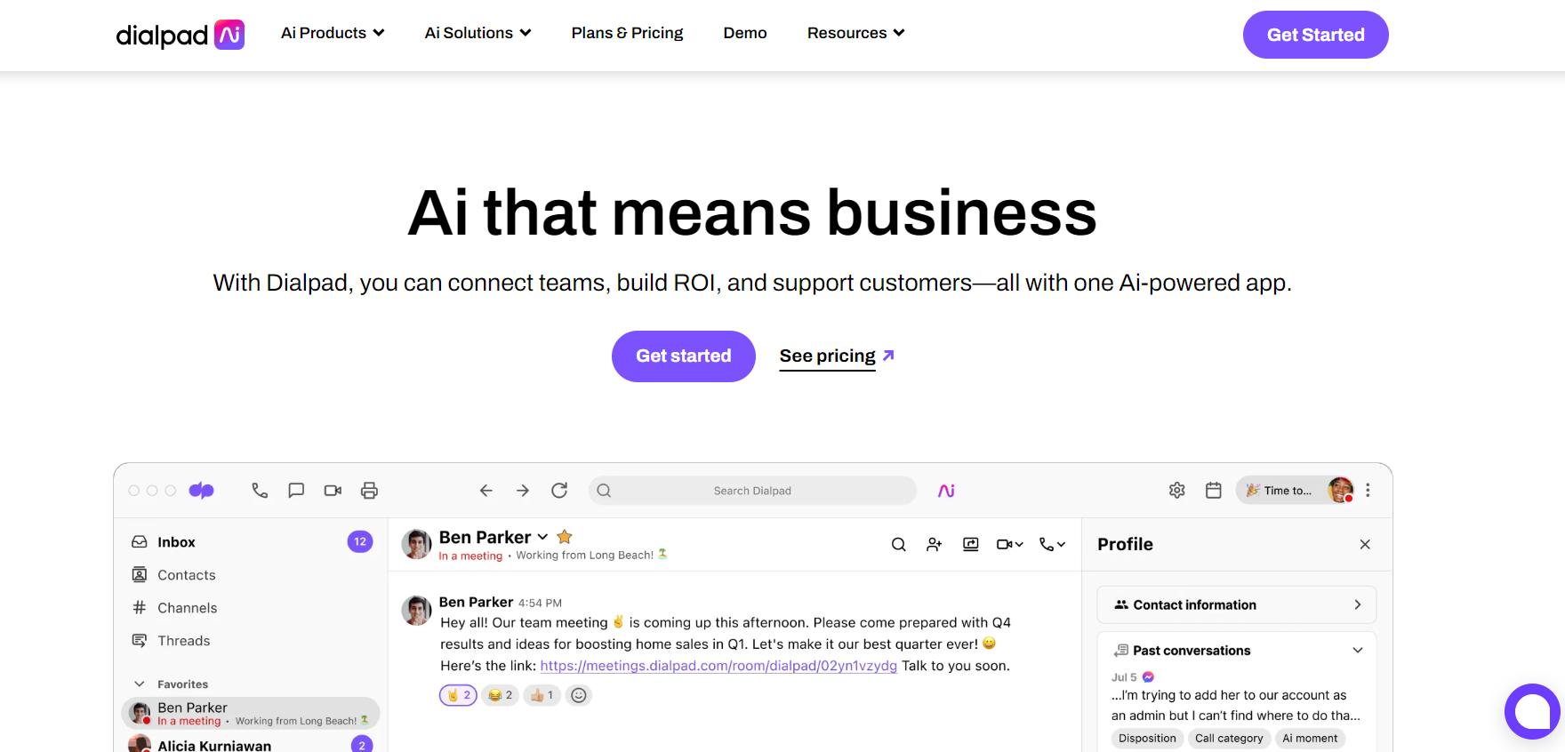 Dialpad hemsida - kundintelligenlösning
