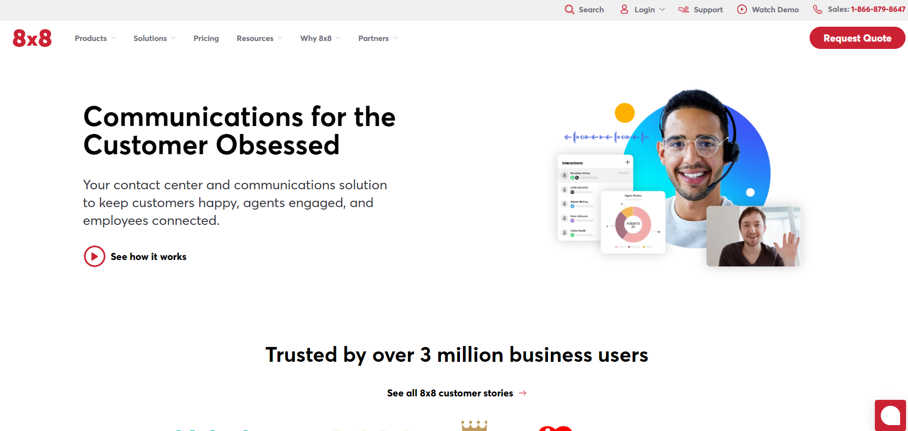 8x8 hemsida - kundcentrerad helpdesk-lösning