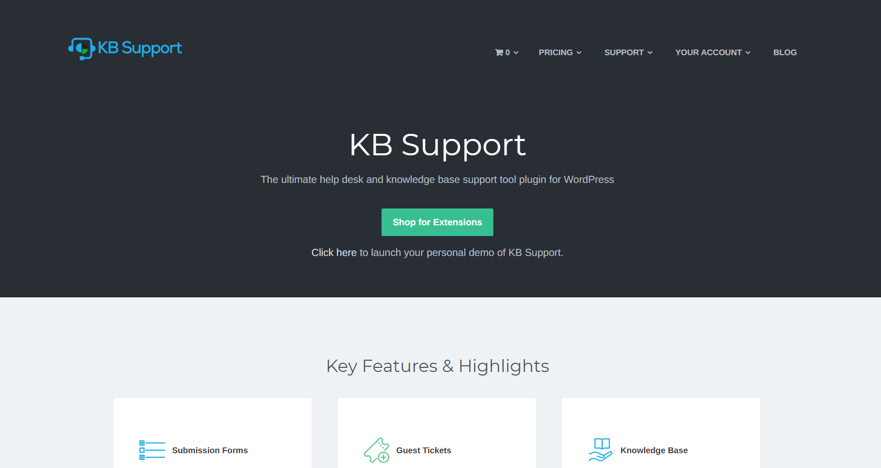 Kb-support tickethanteringsprogram hemsida