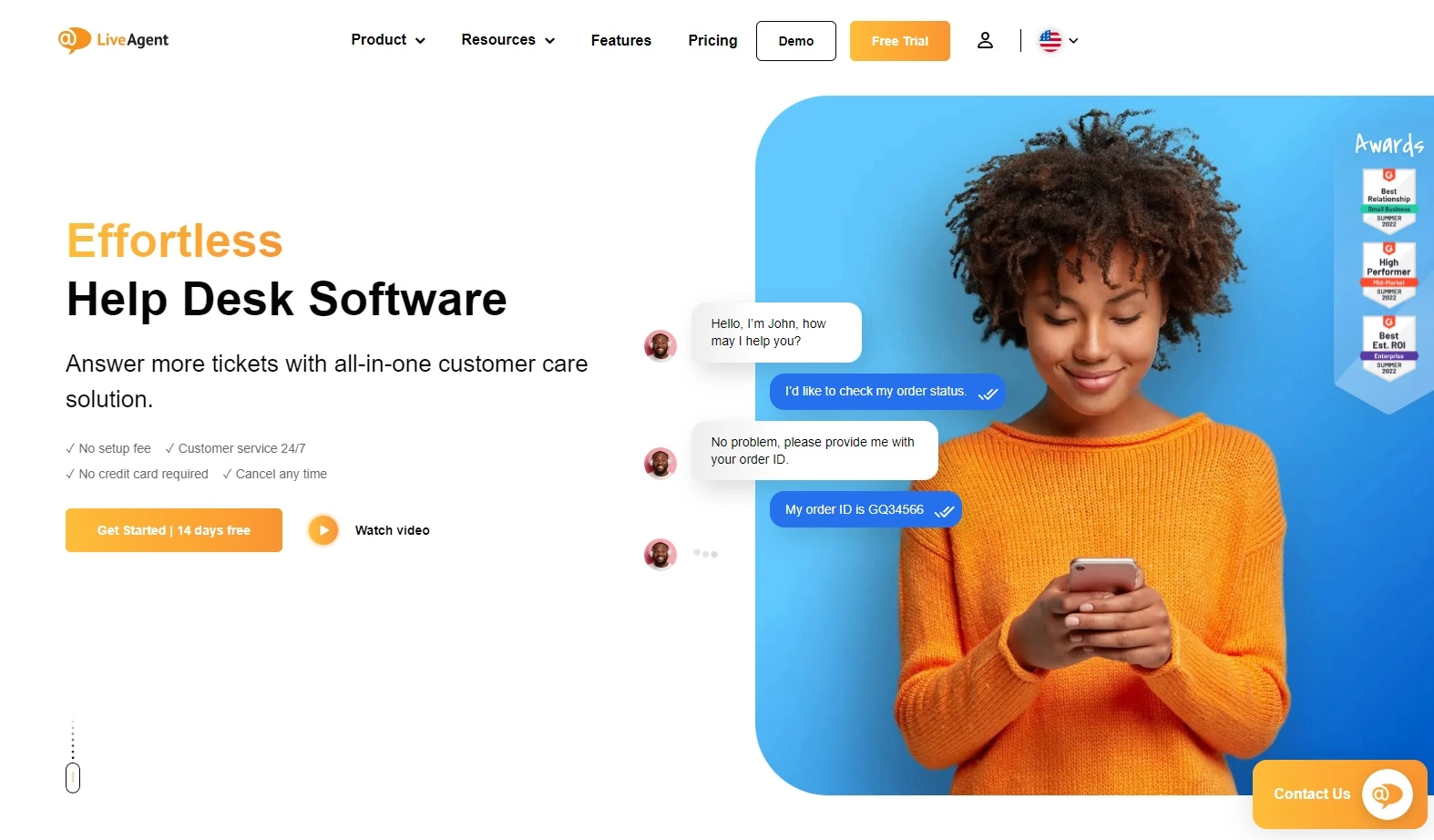 LiveAgent tickethanteringsprogram hemsida
