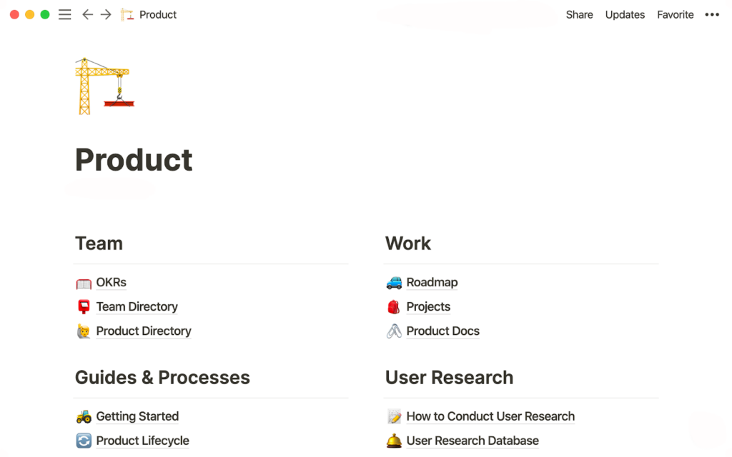 Illustration av en kunskapsbas skapad med Notion