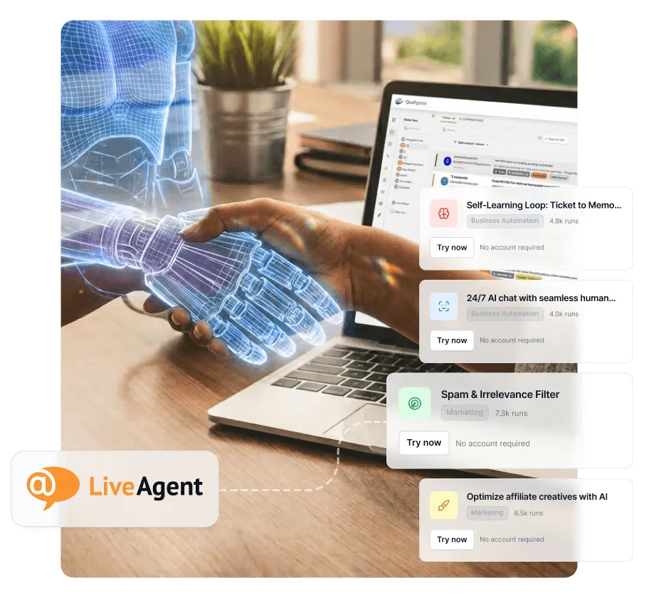 Uppgradera LiveAgent provperiod och få 33% rabatt med AI-agenter