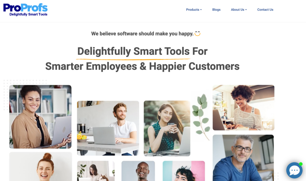 ProProfs kunskapsbasprogram hemsida